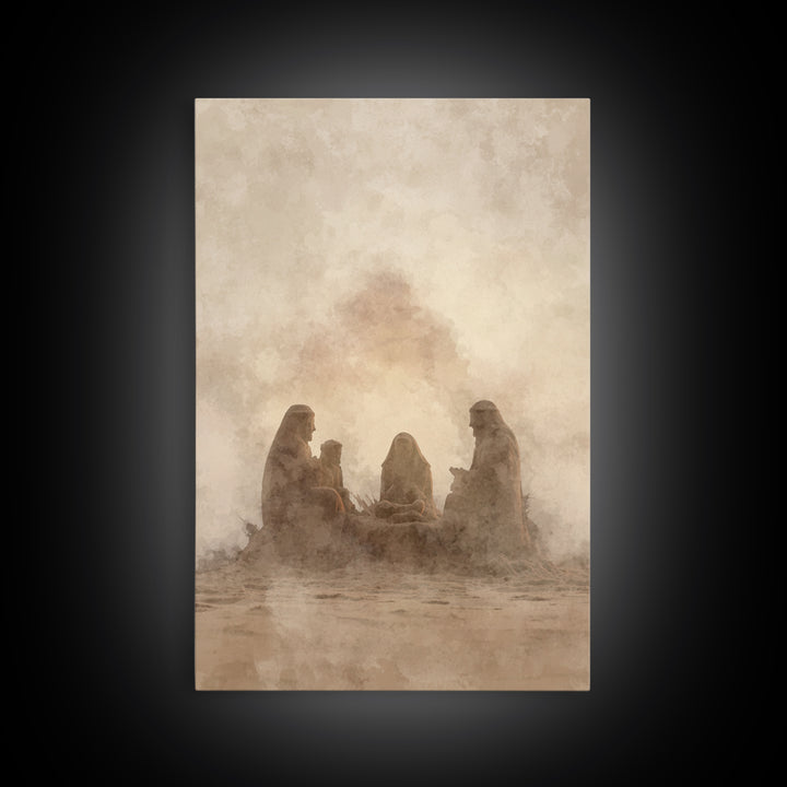 Sacred Sand Gathering – Framed Canvas Print – Christian Art – Christian Christmas Art – Christian Wall Art – Christian Art Canvas – Jesus P