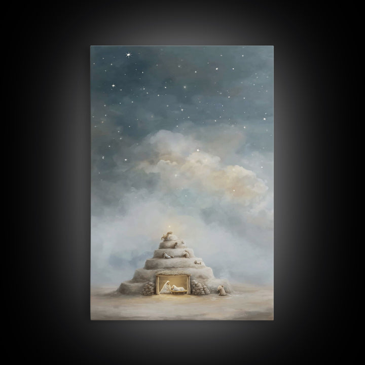 Heaven’s Quiet Watch – Framed Canvas Print – Christian Art Canvas – Christian Wall Art – Jesus Painting – Christian Christmas Art – Christi