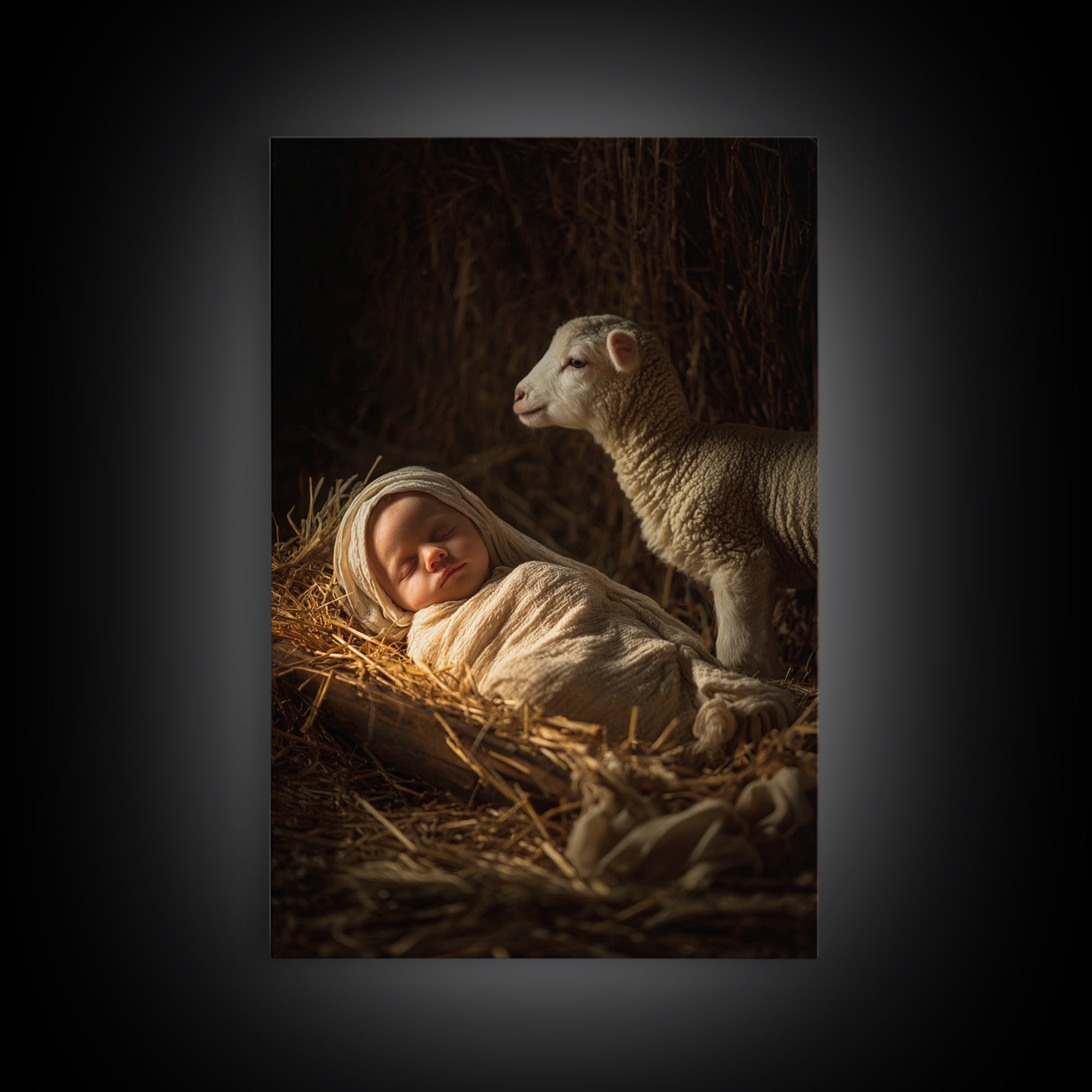 Holy Child Slumber – Framed Canvas Print – Christian Art – Christian Christmas Art – Jesus Painting – Christian Art Canvas – Christian Wall