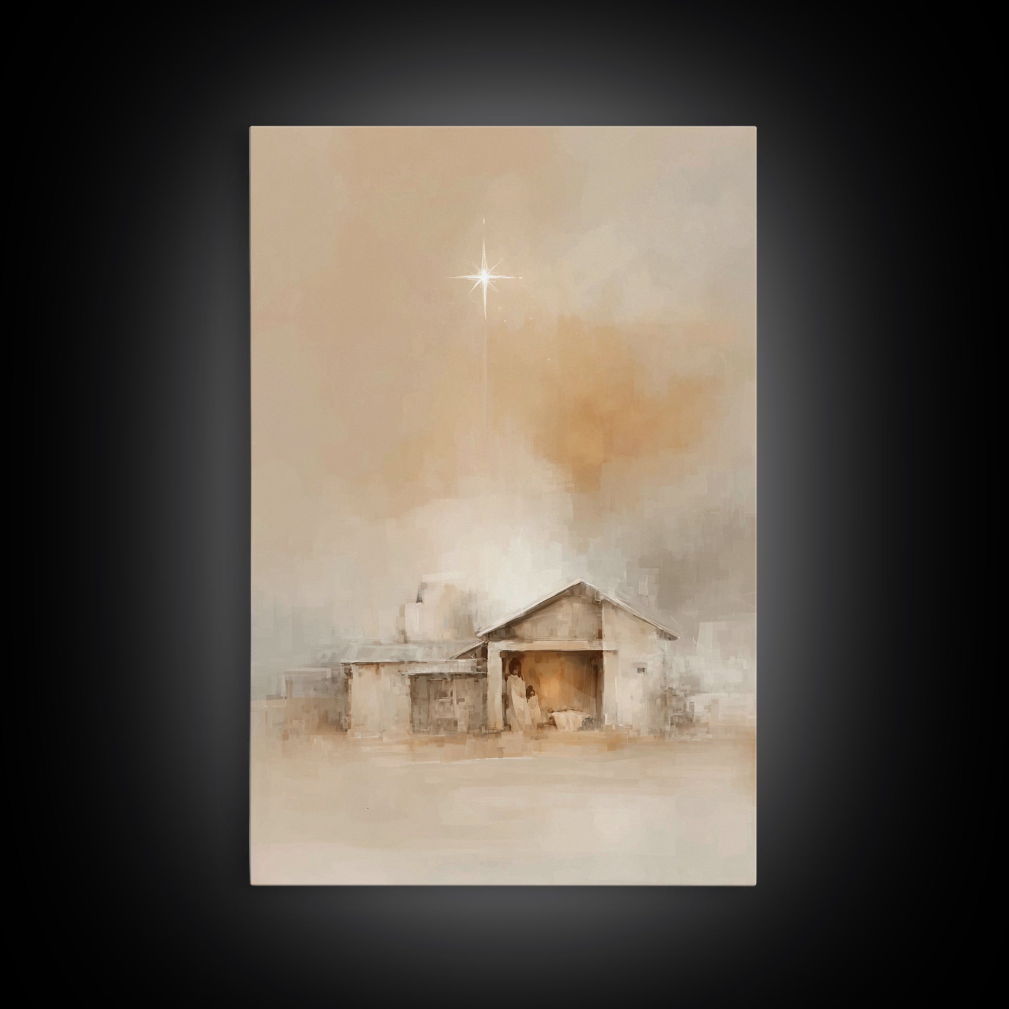 Bethlehem Quiet Light – Framed Canvas Print – Christian Wall Art – Christmas Canvas Wall Art – Christian Art Work – Jesus Christmas Art – C