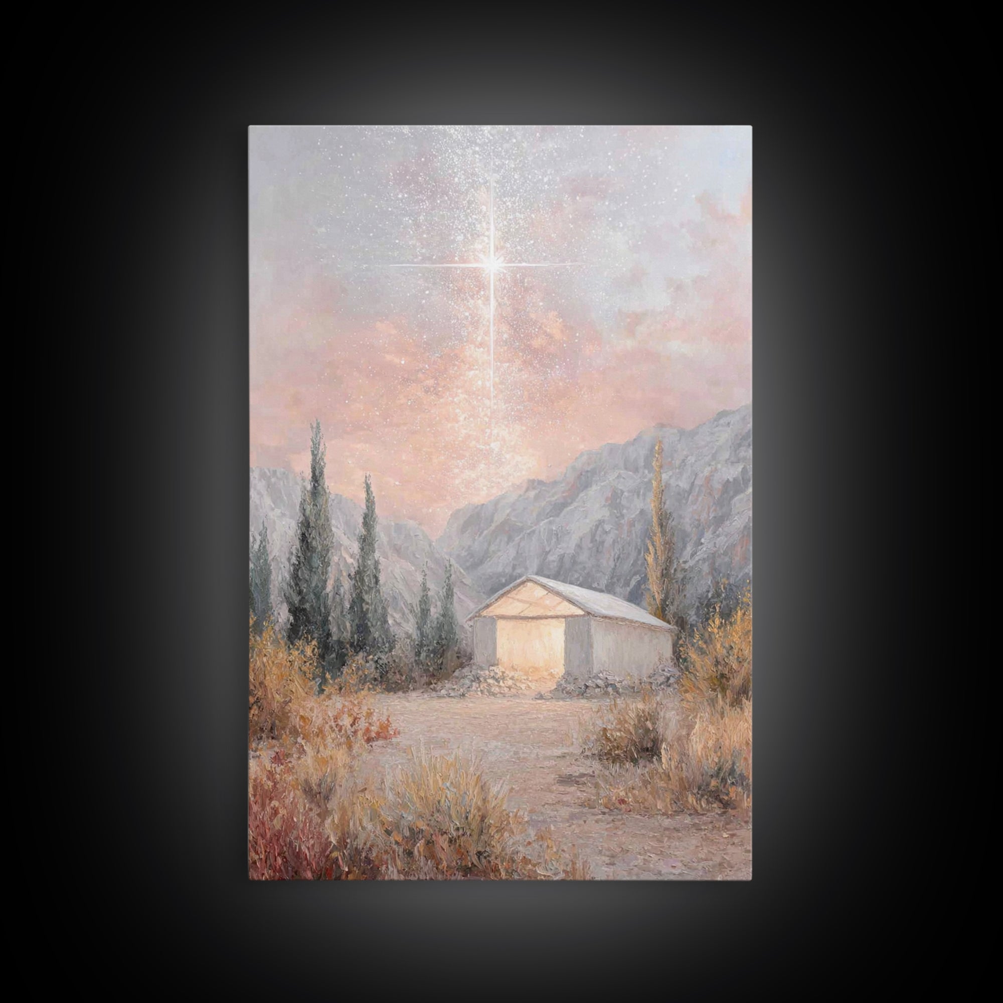 Blessed Shelter Star – Framed Canvas Print – Christian Art – Christmas Wall Art – Jesus Painting Canvas – Christian Christmas Art – Modern