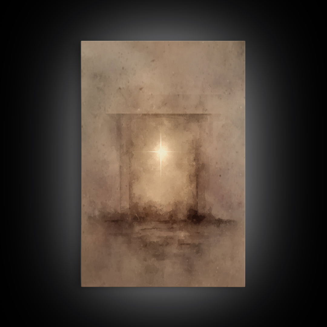 Heavenly Birth Glow – Framed Canvas Print – Christian Art Canvas – Christmas Art Framed – Christian Wall Art – Jesus Christmas Art – Christ
