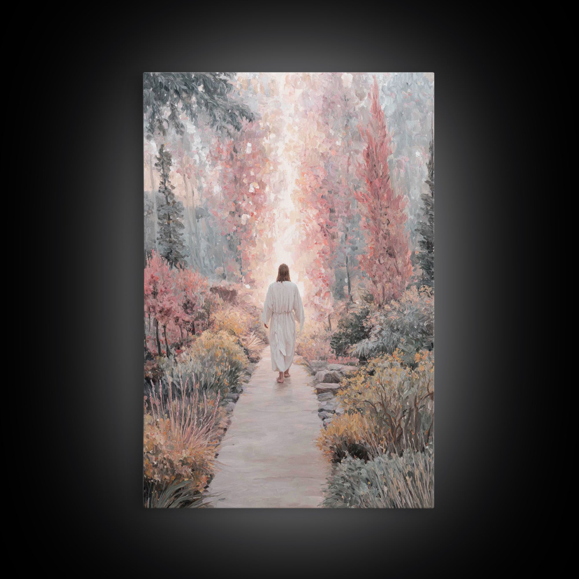Garden Of Light – Framed Canvas Print – Christian Wall Art – Jesus Painting – Modern Christian Art – Christian Art Canvas – Christian Art G