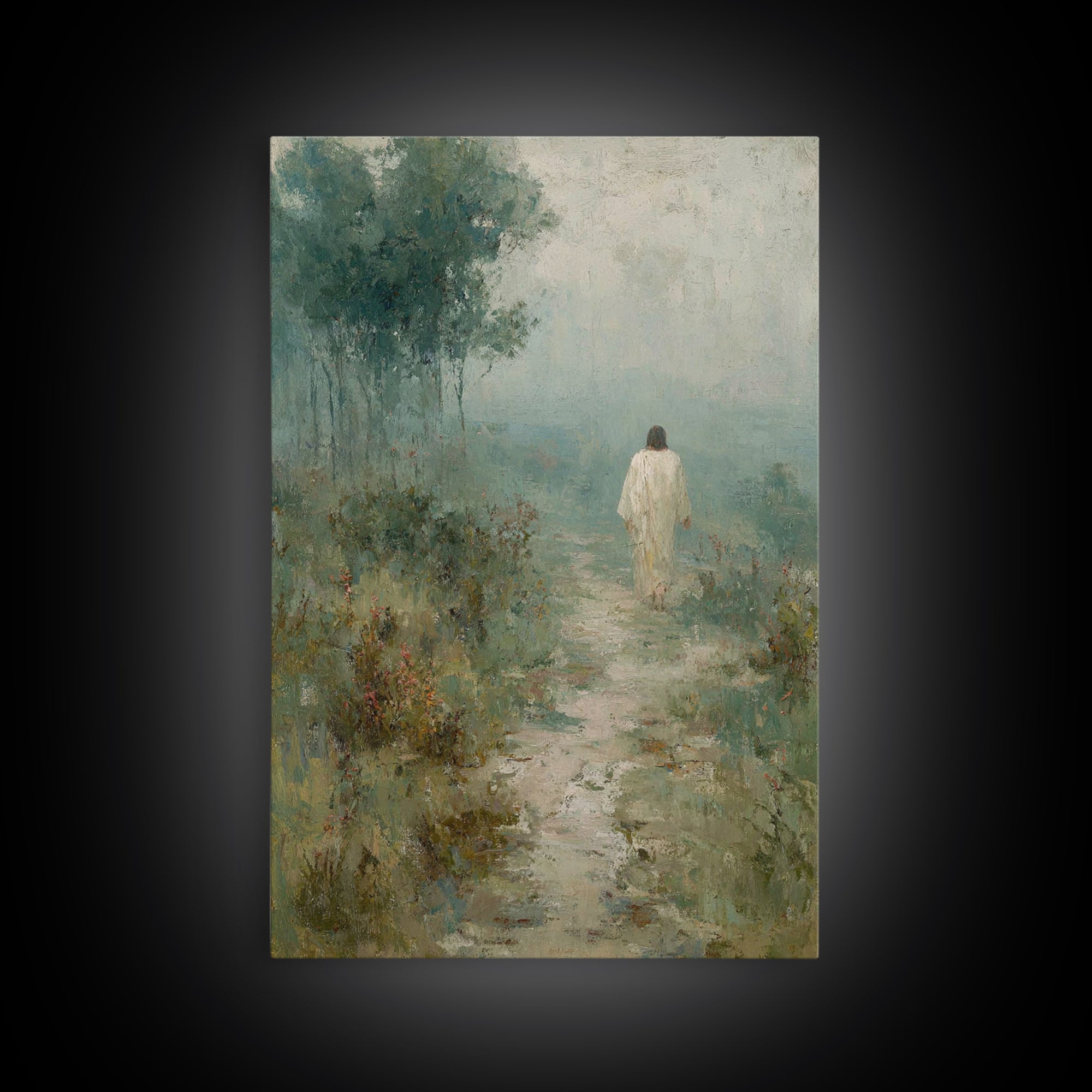 Hillside Morning Peace – Framed Canvas Print – Christian Art Canvas – Jesus Painting – Christian Wall Art – Subtle Christian Paintings – Ch