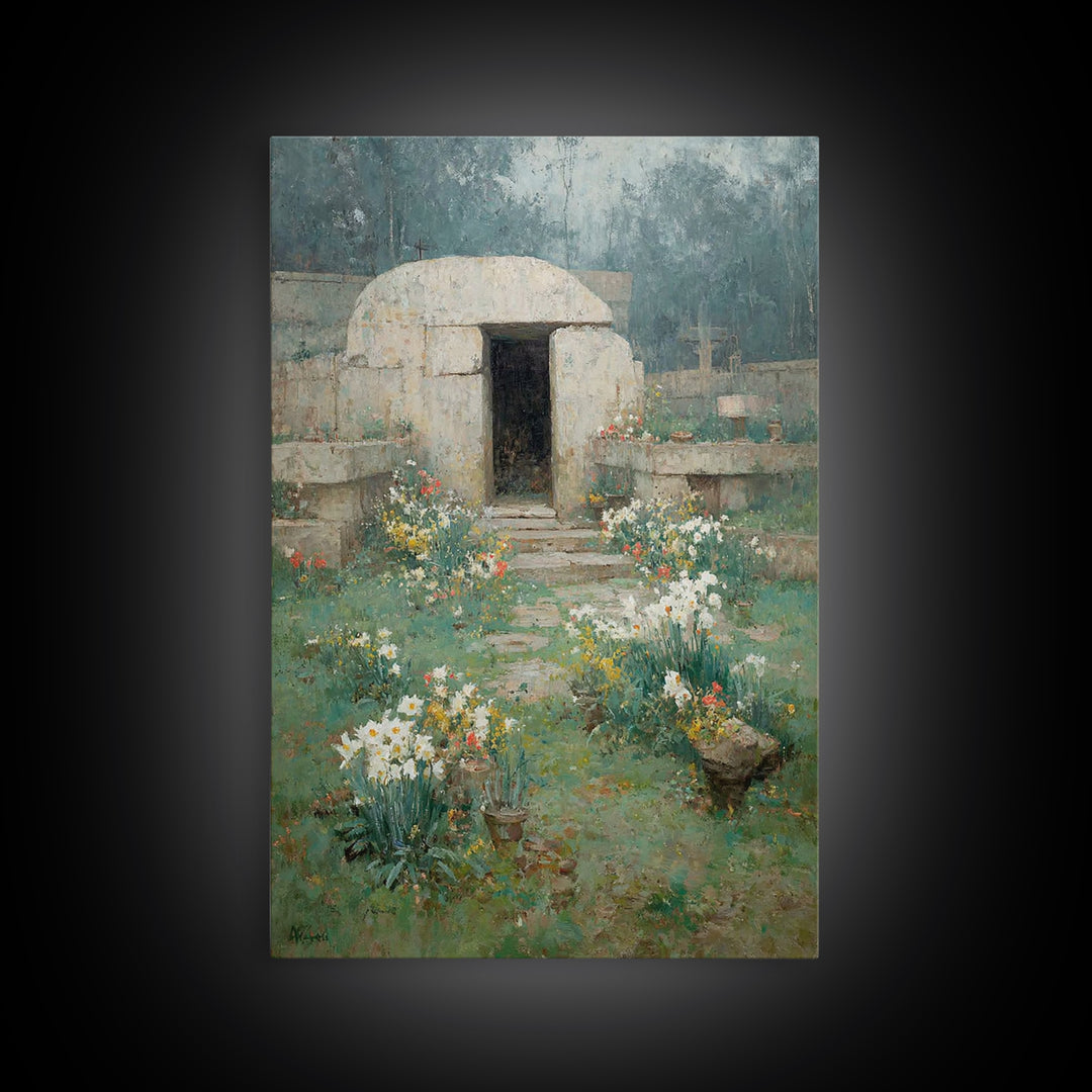 Sanctuary Bloom, Framed Canvas Print, Christian Art Painting, Christian Wall Art, Jesus Canvas Art, Vintage Christian Art