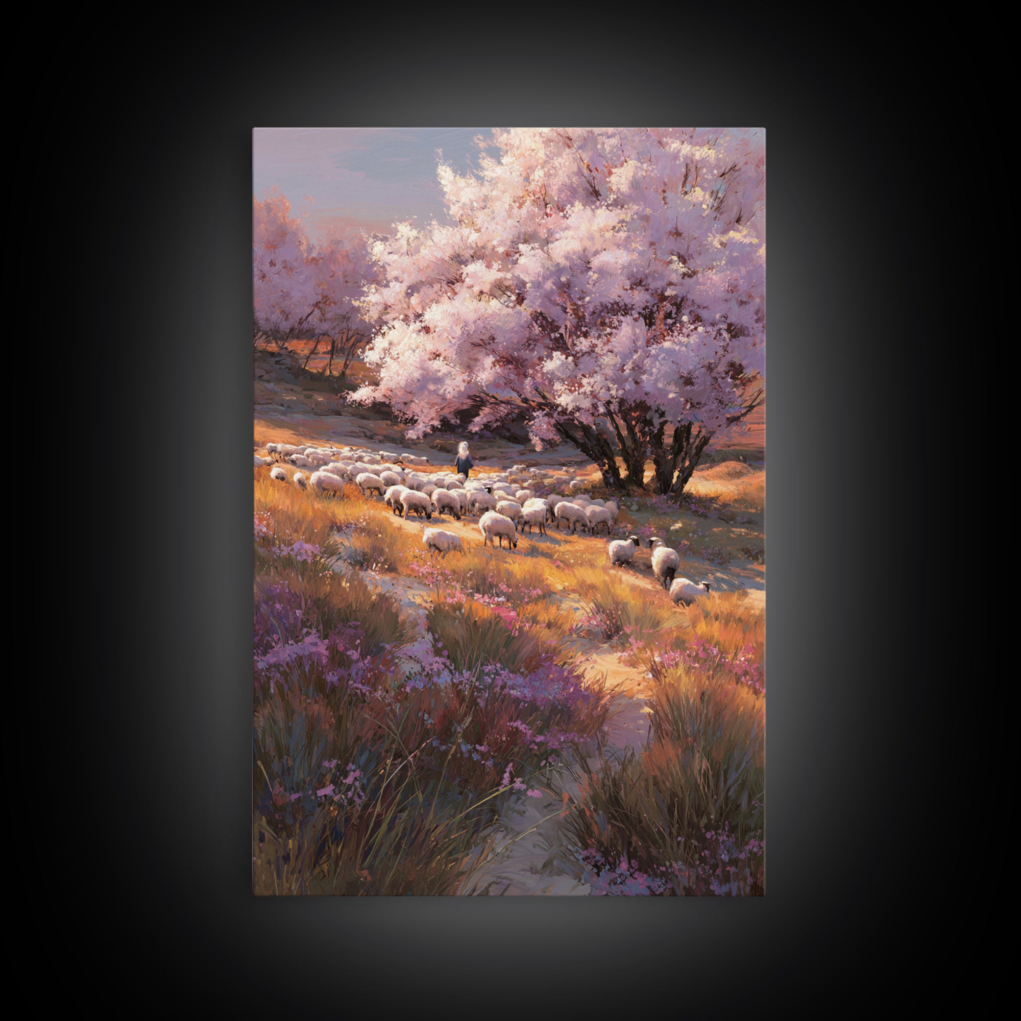 Shepherd’s Meadow, Framed Canvas Print, Christian Wall Art, Christian Art Canvas, Pastoral Christian Art, Christian Gift