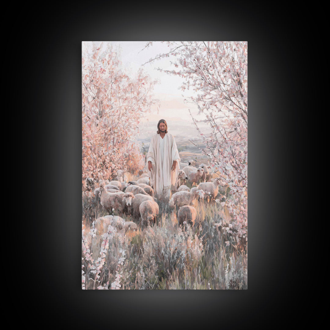 Gentle Shepherd – Framed Canvas Print – Christian Wall Art – Jesus Painting – Christian Art Canvas – Christian Home Decor