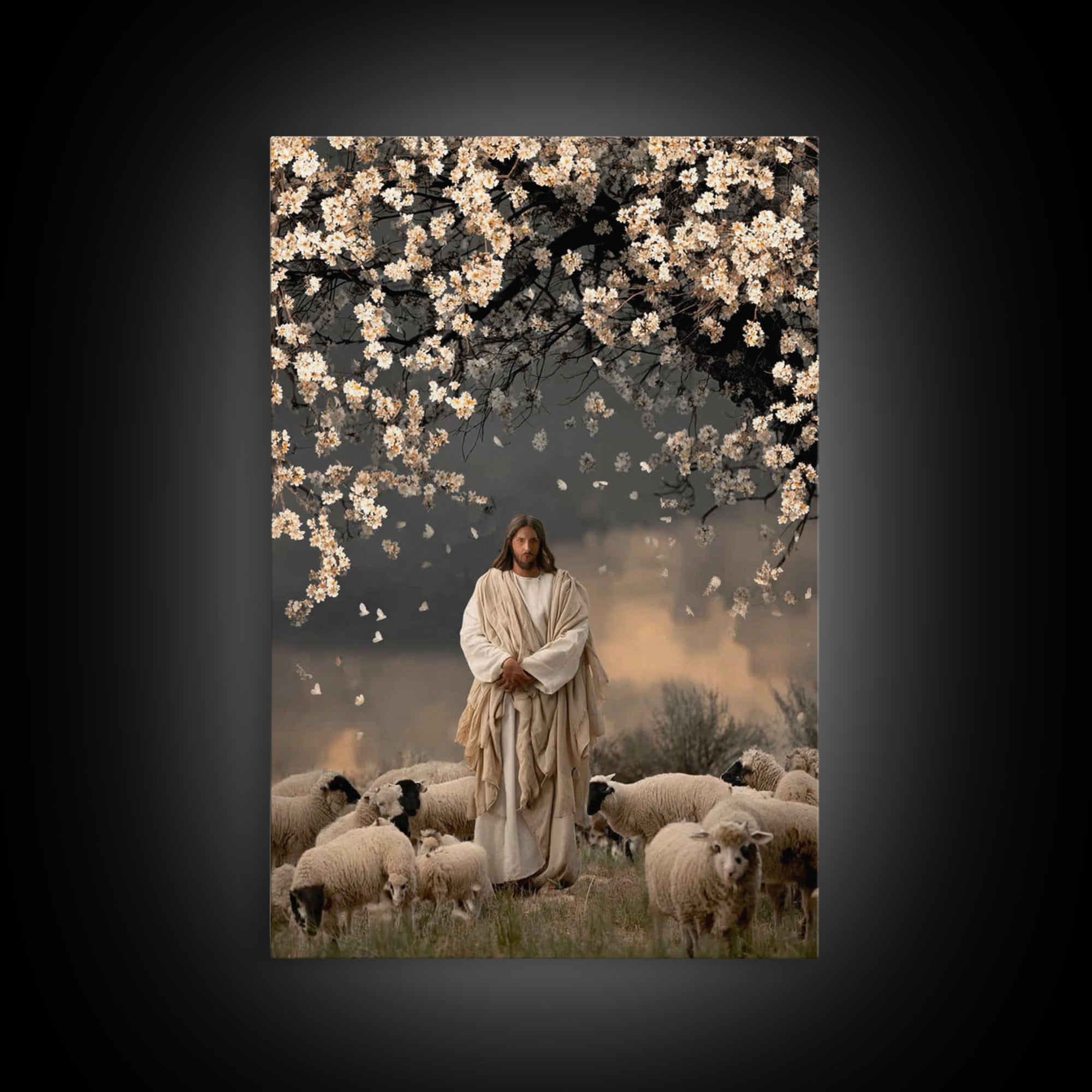 Blossoms Of Mercy – Framed Canvas Print – Christian Wall Art – Jesus Painting – Christian Art Canvas – Christian Gift Ideas