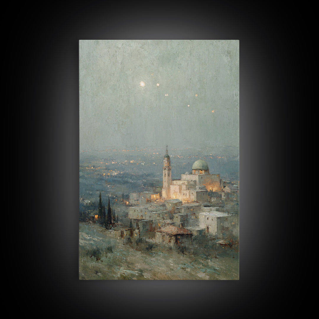 Radiant Bethlehem – Framed Canvas Print – Christian Art Print – Framed Christmas Art – Christian Wall Art – Christmas TV Art