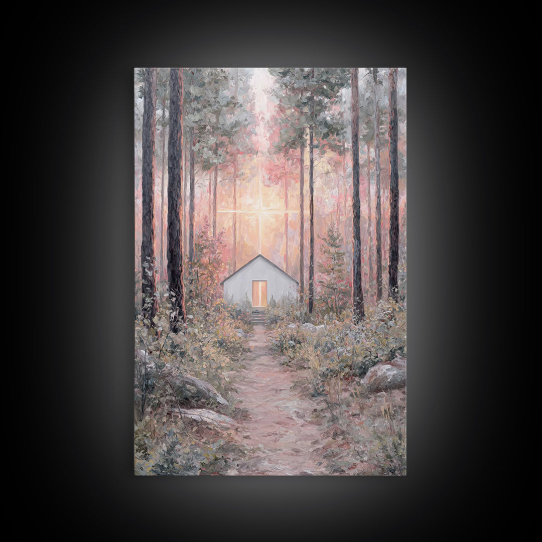 The Forest Chapel – Framed Canvas Print – Christian Wall Art – Christian Art Canvas – Subtle Christian Art – Christian Decor – Christmas Ar