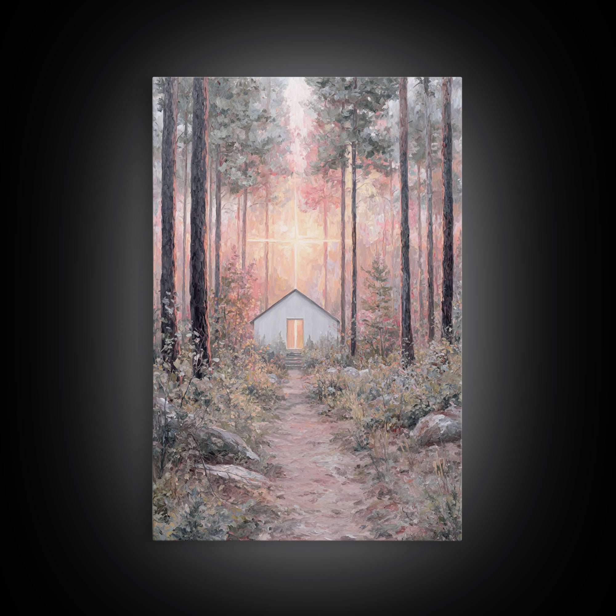 The Forest Chapel – Framed Canvas Print – Christian Wall Art – Christian Art Canvas – Subtle Christian Art – Christian Decor – Christmas Ar