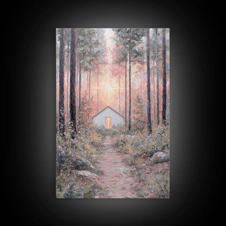 The Forest Chapel – Framed Canvas Print – Christian Wall Art – Christian Art Canvas – Subtle Christian Art – Christian Decor – Christmas Ar