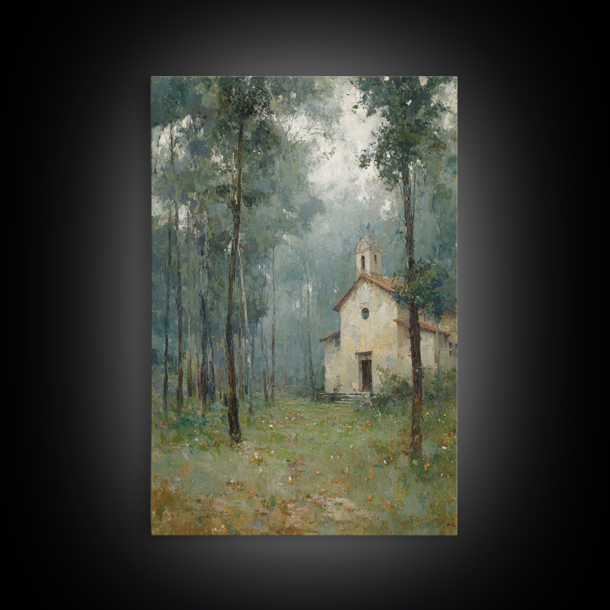 Silent Grove Sanctuary – Framed Canvas Print – Christian Wall Art – Christian Painting – Christian Art Canvas – Moody Christian Art – Chris