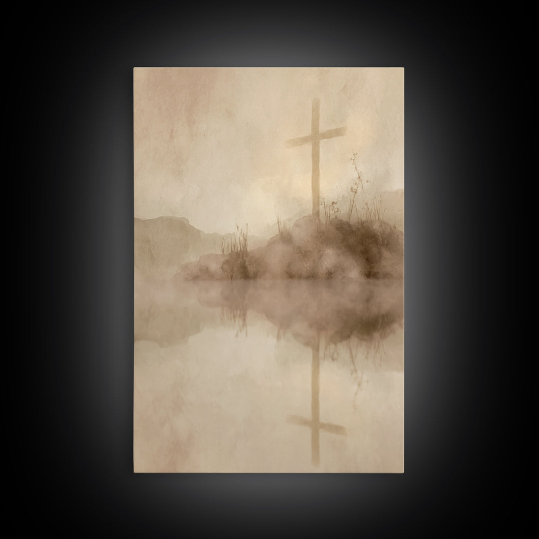 Sacred Hill Cross – Framed Canvas Print – Christian Wall Art – Christian Art Canvas – Vintage Christian Art – Christian Gift – Christian De