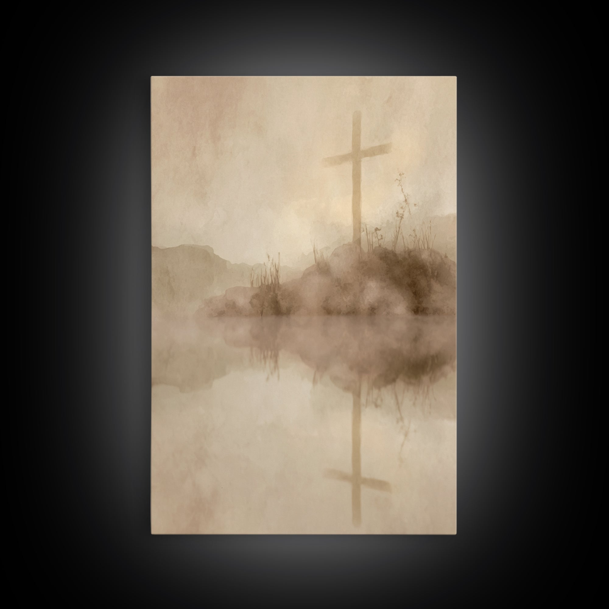 Sacred Hill Cross – Framed Canvas Print – Christian Wall Art – Christian Art Canvas – Vintage Christian Art – Christian Gift – Christian De