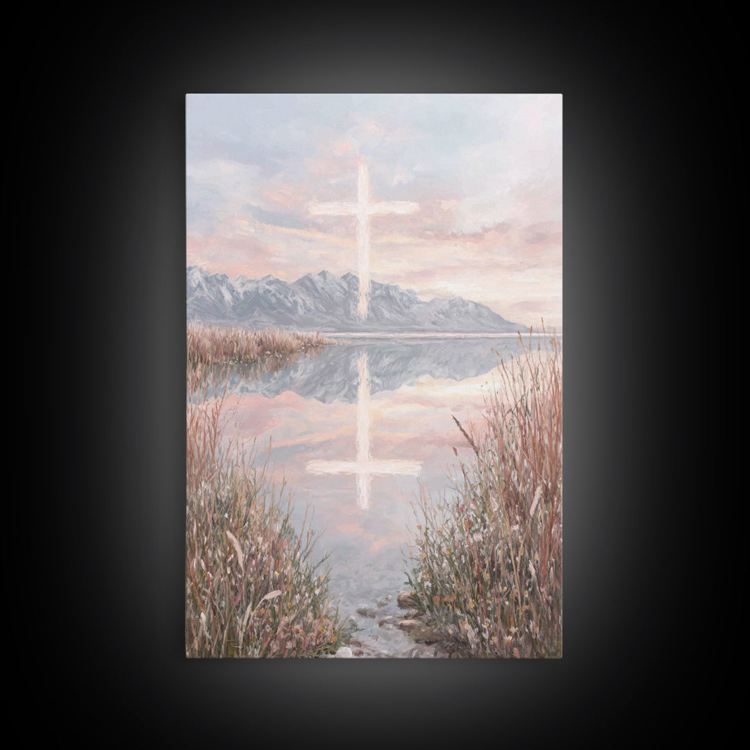 Morning Glory Cross – Framed Canvas Print – Christian Christmas Art – Christian Wall Art – Christian Art Canvas – Christian Decor For Home