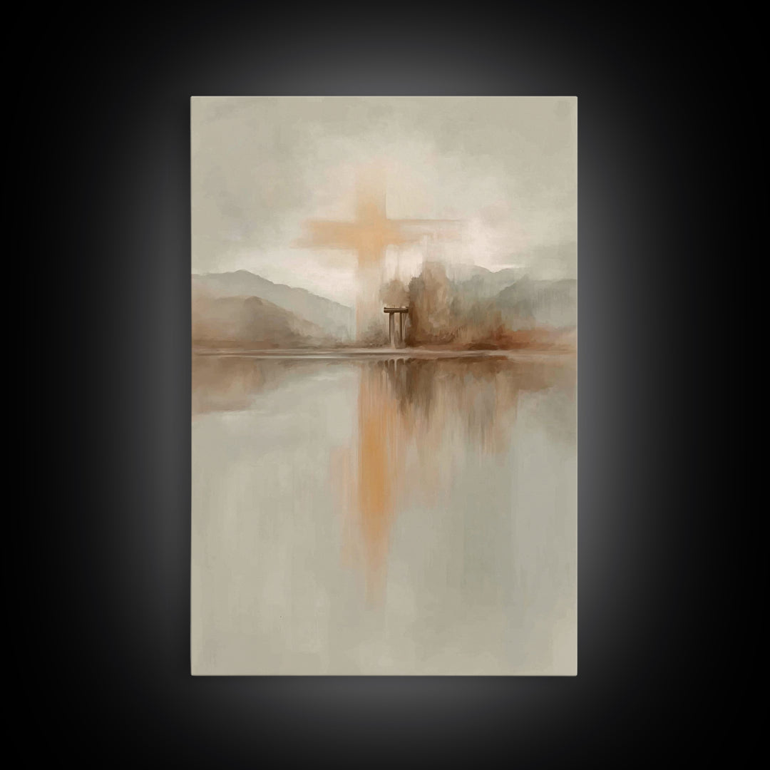 Radiant Hill Cross – Framed Canvas Print – Christian Wall Art – Christian Art Canvas – Minimalist Christian Art – Christian Art Print – Chr