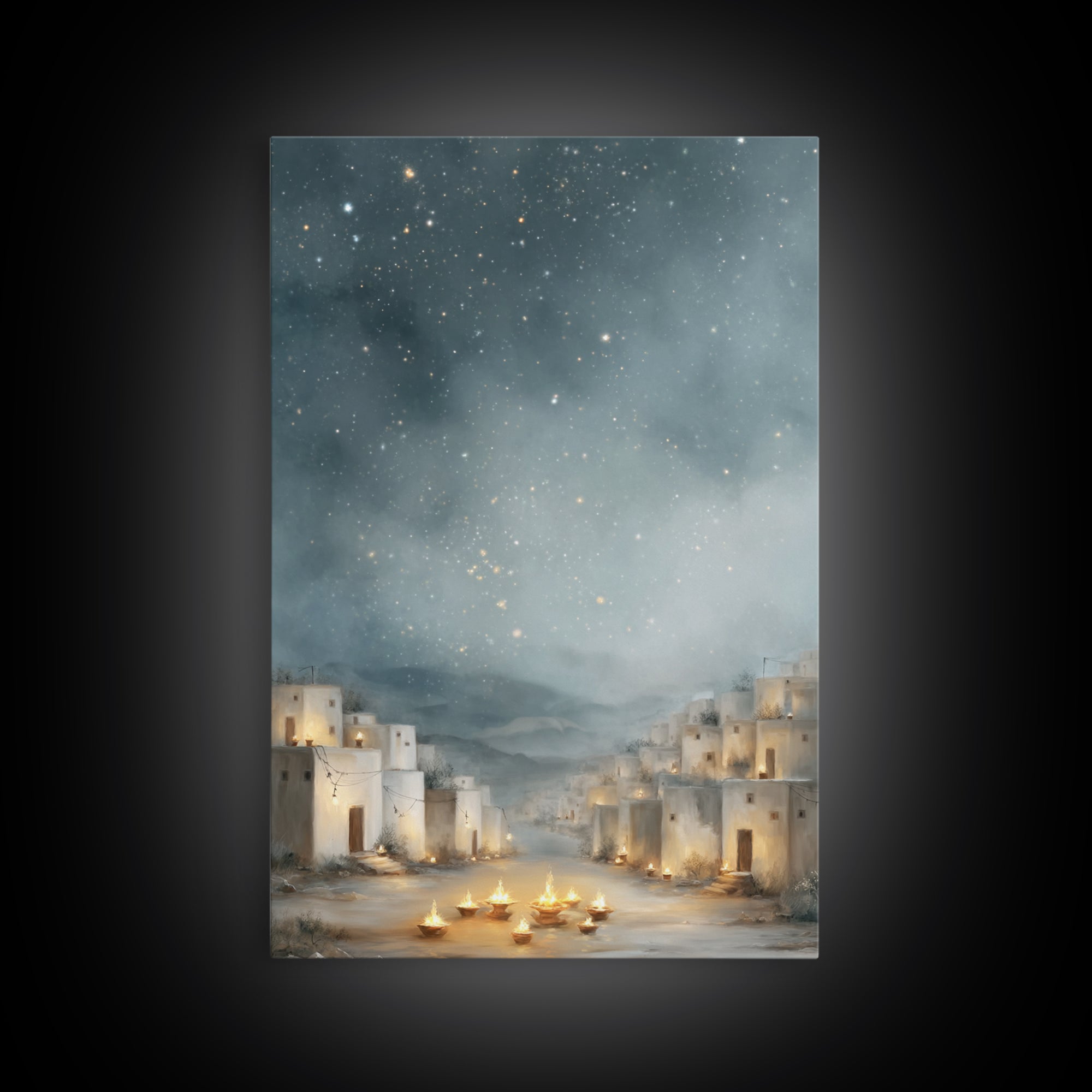 Starry Bethlehem Sky – Framed Canvas Print – Christmas Wall Art – Christian Art Canvas – Framed Christmas Art – Christian Christmas Art – C