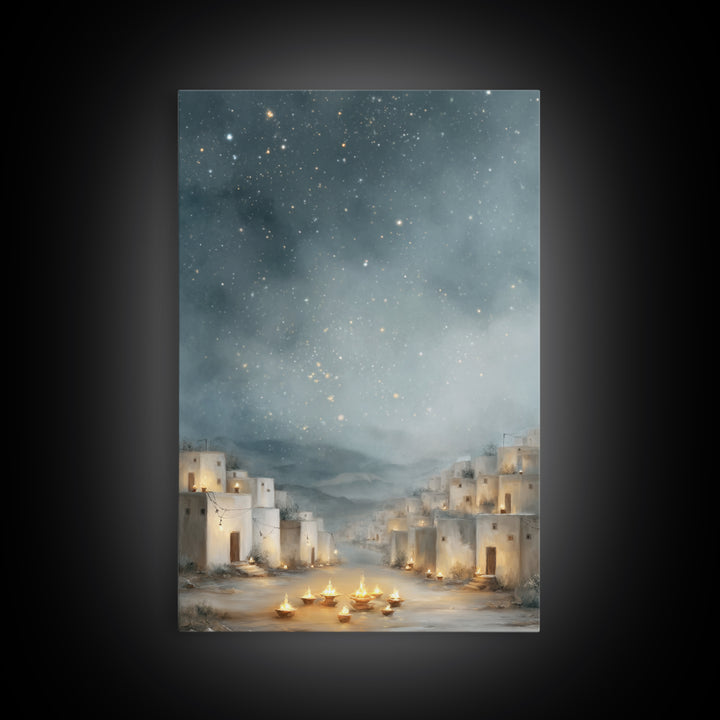 Starry Bethlehem Sky – Framed Canvas Print – Christmas Wall Art – Christian Art Canvas – Framed Christmas Art – Christian Christmas Art – C