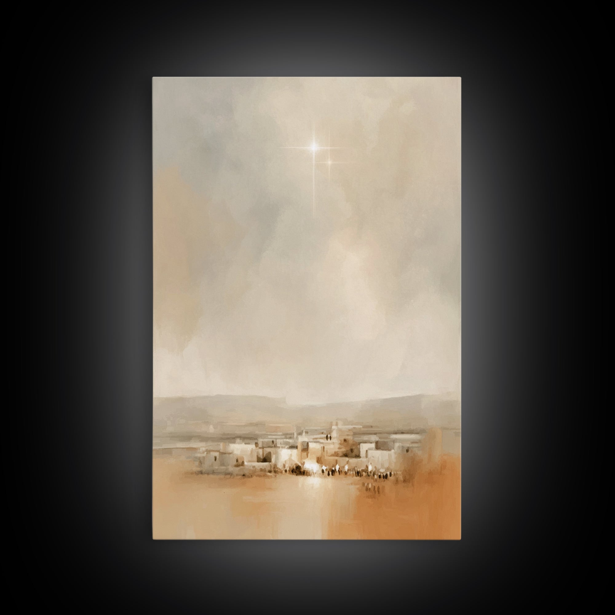 Bethlehem Glow – Framed Canvas Print – Christian Art Canvas – Christmas Wall Art – Christian Christmas Art – Minimalist Christian Art