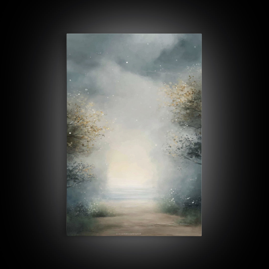 Heavenly Mist Escape, Framed Canvas Print, Christian Art Canvas, Christian Wall Art, Modern Christian Art, Subtle Christian Art, Christmas