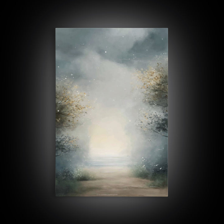 Heavenly Mist Escape, Framed Canvas Print, Christian Art Canvas, Christian Wall Art, Modern Christian Art, Subtle Christian Art, Christmas