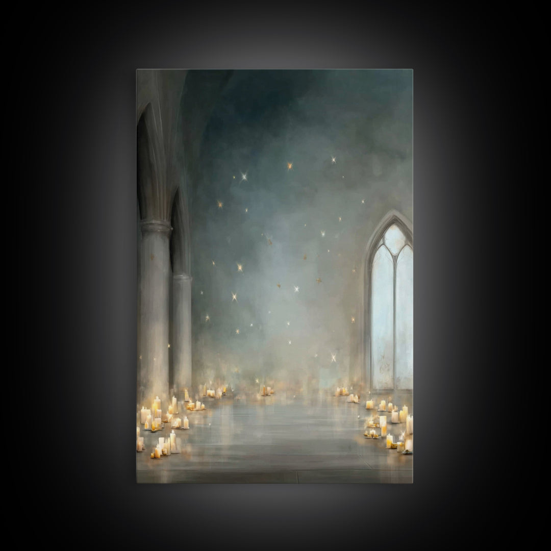 Star-Lit Chapel – Framed Canvas Print – Christian Art Canvas – Christian Decorations – Christian Wall Art – Modern Christian Art – Christma