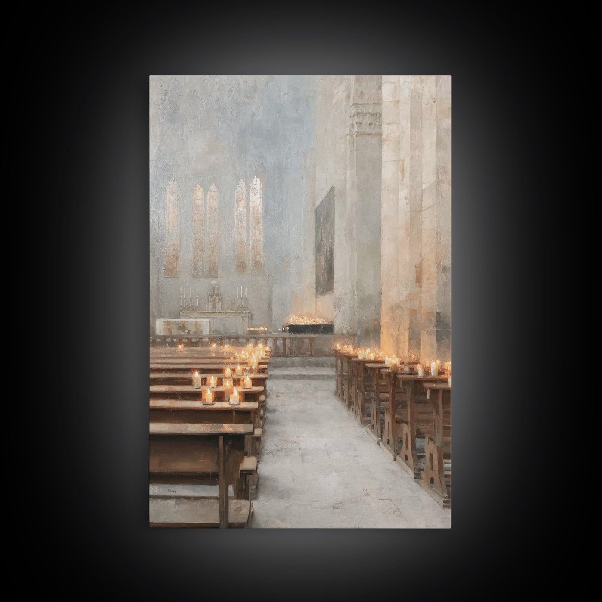 Candlelit Reverence, Framed Canvas Print, Christian Wall Art, Christian Art Work, Subtle Christian Paintings, Christian Decor For Home, Chr