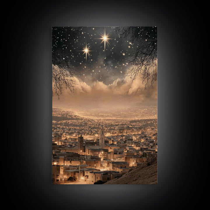 Silent Star – Framed Canvas Print – Christian Art Painting – Christmas Art Prints – Christian Wall Art – Subtle Christian Paintings