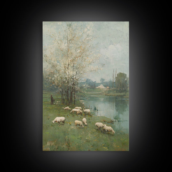 Pastoral Spring Blessing | Framed Canvas Print | Christian Wall Art | Christian Art Canvas | Pastoral Scenery | Subtle Christian Art | Chri