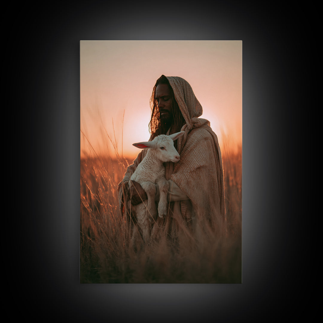 Dawn Of Shepherds | Framed Canvas Print | Christian Wall Art | Jesus Painting | Christian Art Gift | Modern Christian Art