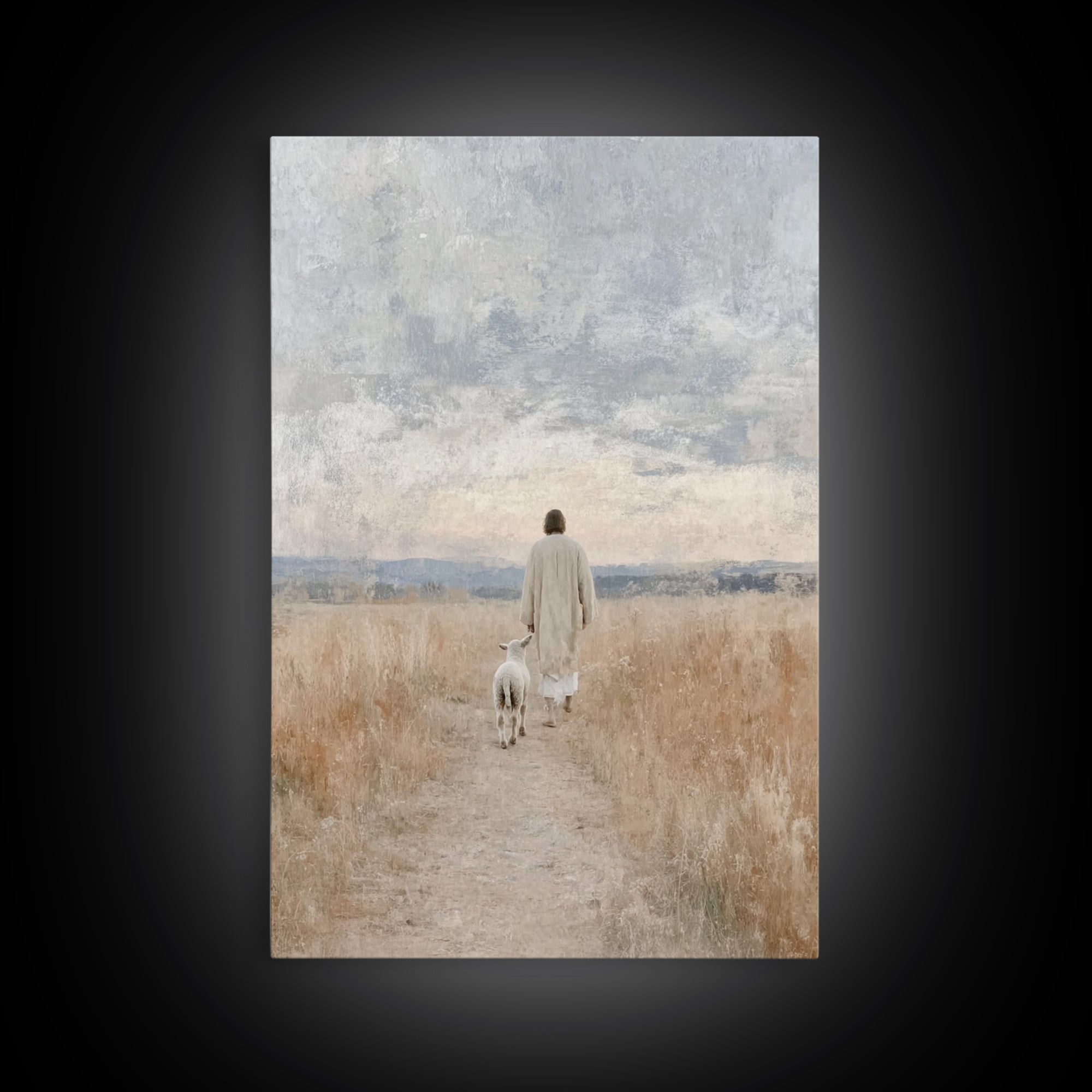 Shepherd’s Calm | Framed Canvas Print | Jesus Painting | Christian Art | Christian Wall Art | Moody Christian Art