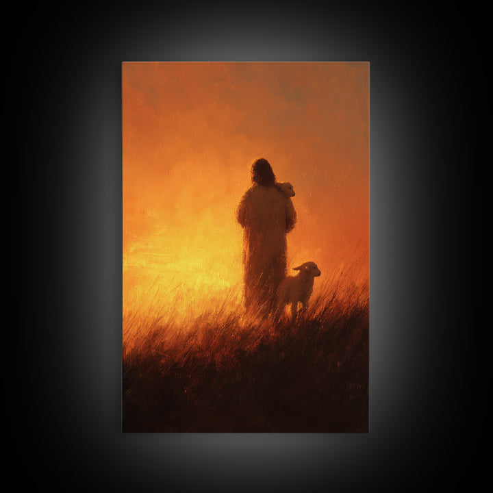 Moonlit Grace | Framed Canvas Print | Jesus Art Print | Christian Wall Art | Christian Art Canvas | Christmas Art Prints
