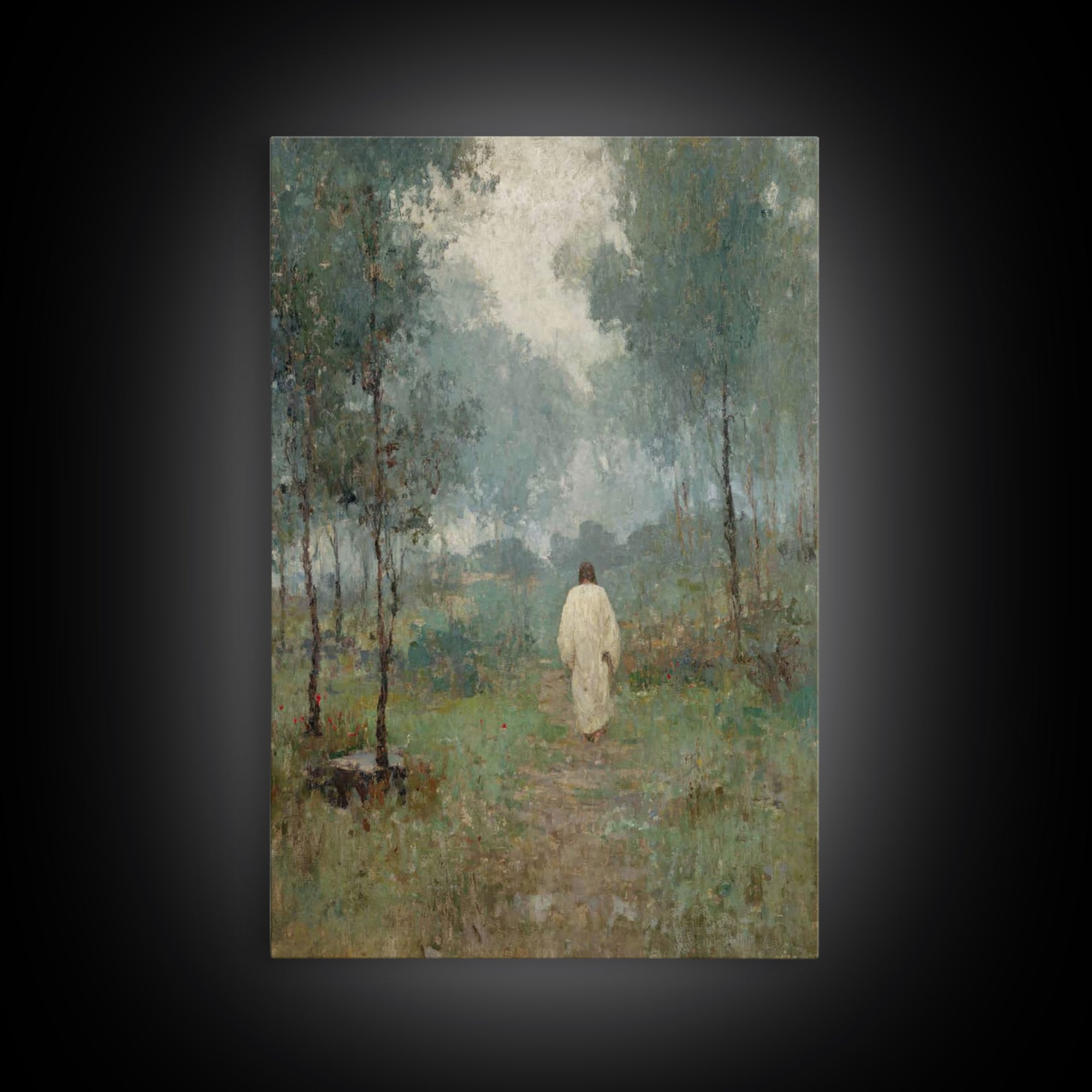 Peaceful Way – Framed Canvas Print – Christian Art – Christian Wall Art – Jesus Painting – Vintage Christian Art – Christian Gift Ideas