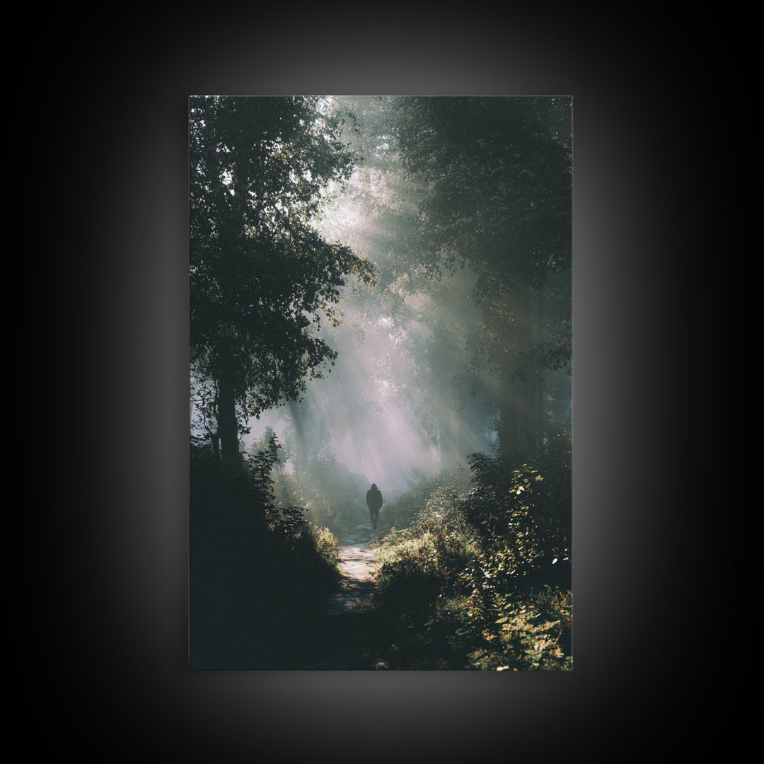 Forest Light – Framed Canvas Print – Christian Art – Moody Christian Art – Christian Art Canvas – Christian Wall Art – Jesus Painting