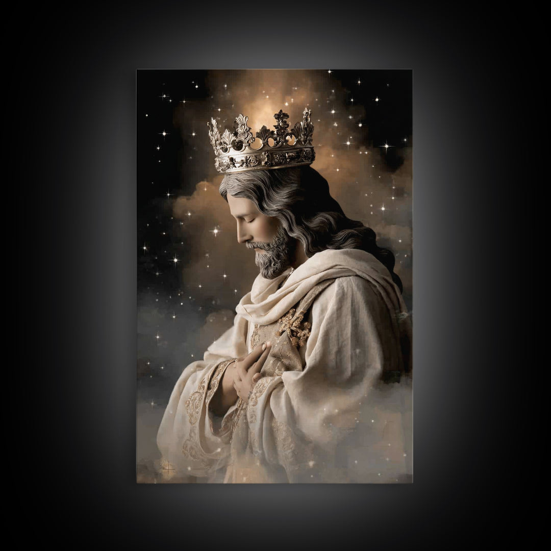 Celestial Shepherd King - Framed Canvas Print - Christian Wall Art - Jesus Painting - Christian Art Canvas - Christian Decor - Christmas Ar