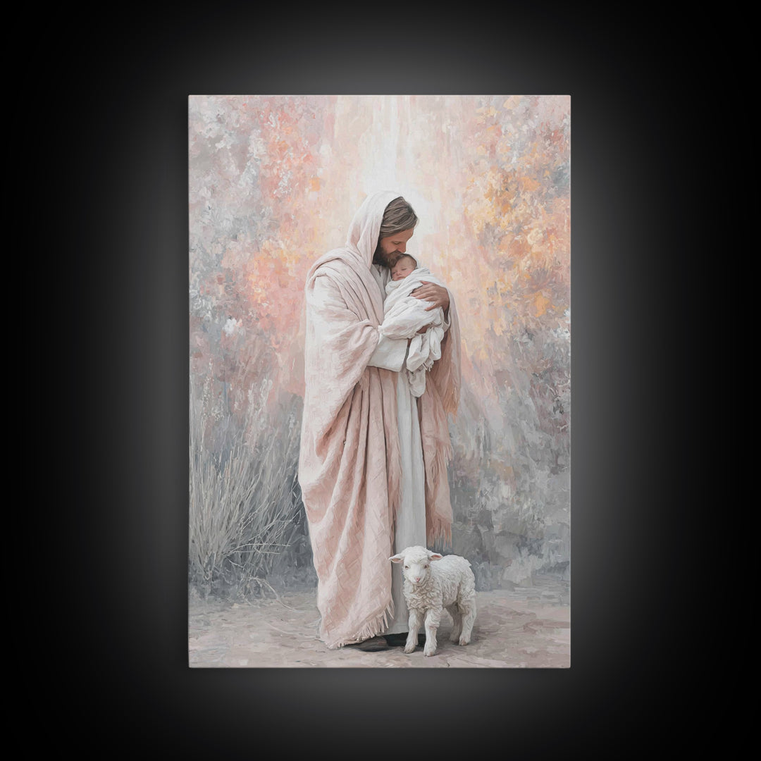 Humble Nativity Grace - Framed Canvas Print - Christian Art Canvas - Christmas Art - Christian Wall Art - Christian Decor - Christian Gifts