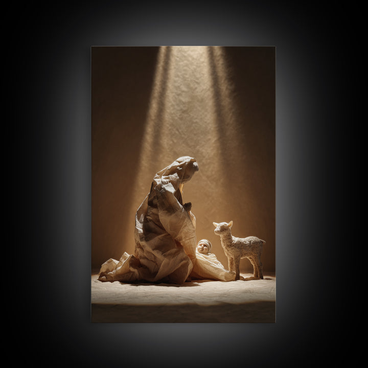 Tender Shepherd Care - Framed Canvas Print - Christian Wall Art - Jesus Painting - Christian Art Canvas - Christmas Art - Christian Decor -