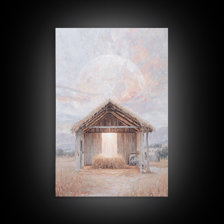 Holy Manger Light – Framed Canvas Print – Christmas Art – Christian Wall Art – Christian Art Canvas – Christian Christmas Decor – Christian