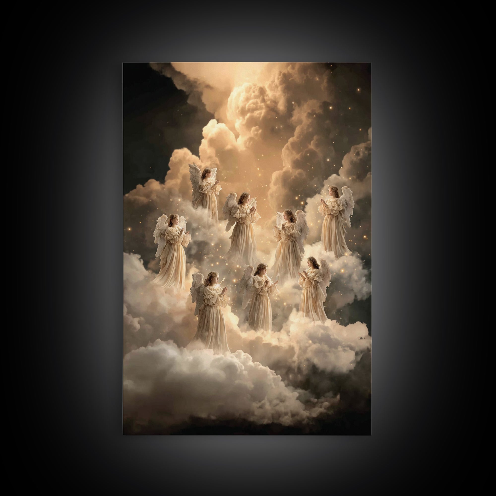 Celestial Gathering – Framed Canvas Print – Christian Wall Art – Vintage Christian Art – Christian Art Painting – Christian Gift Ideas – Ch