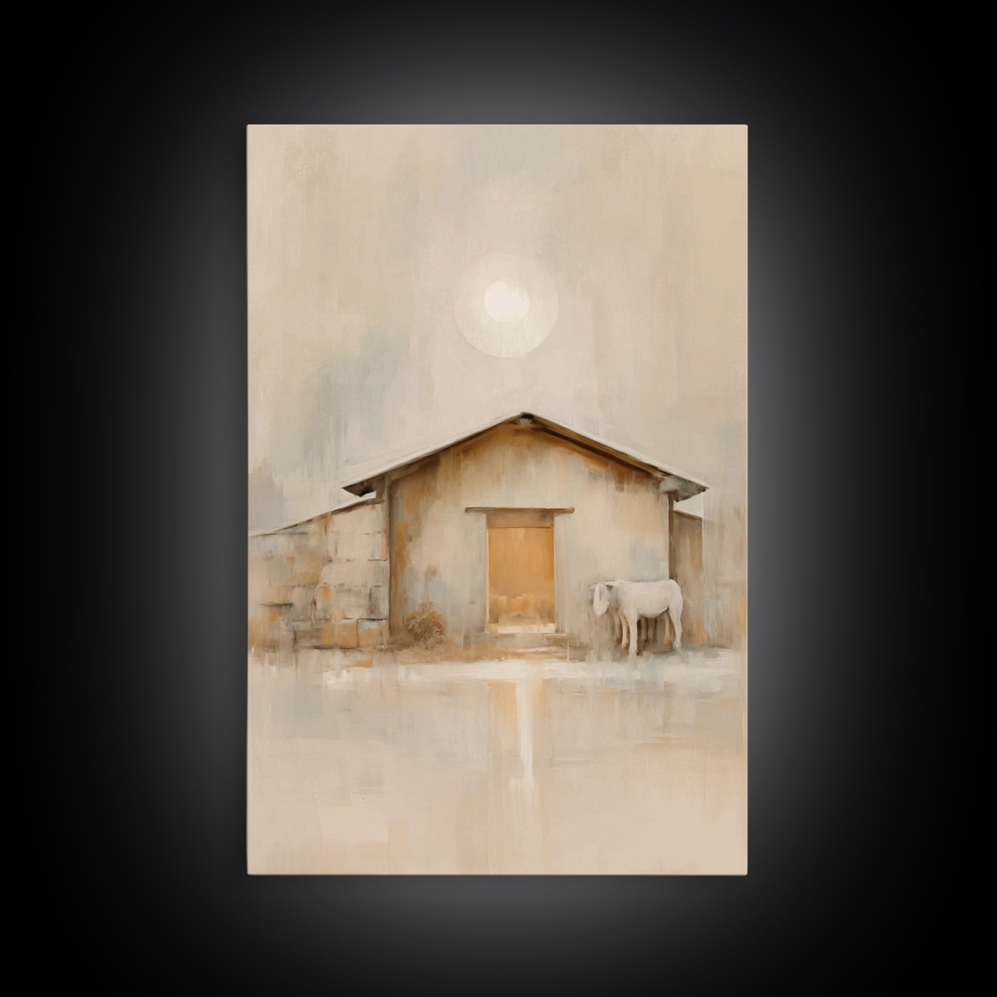 Morning Stable Grace – Framed Canvas Print – Christian Wall Art – Jesus Painting – Christian Art Canvas – Christmas Art – Christian Decor