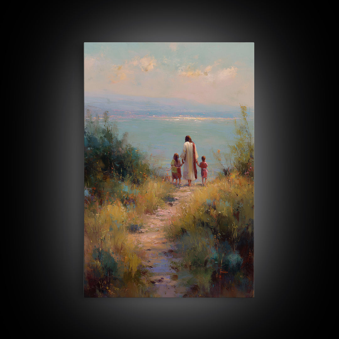 Wheatland Blessing, Framed Canvas Print, Christian Wall Art, Christian Art Canvas, Jesus Painting, Christian Decor, Christmas Art