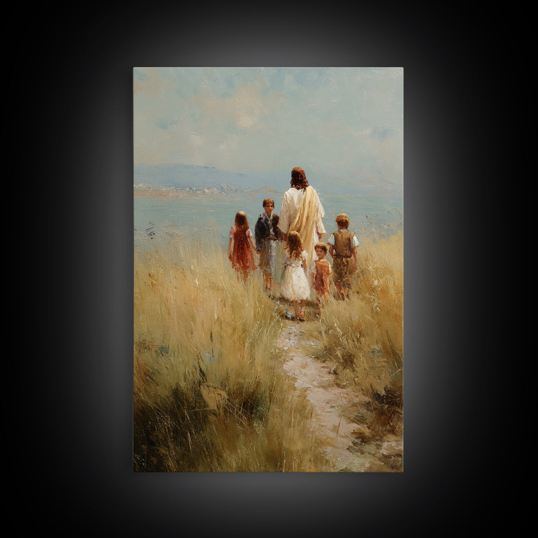 Hillside Light | Framed Canvas Print | Christian Art Canvas | Jesus Painting | Christian Wall Art | Christian Christmas Art | Christian Dec