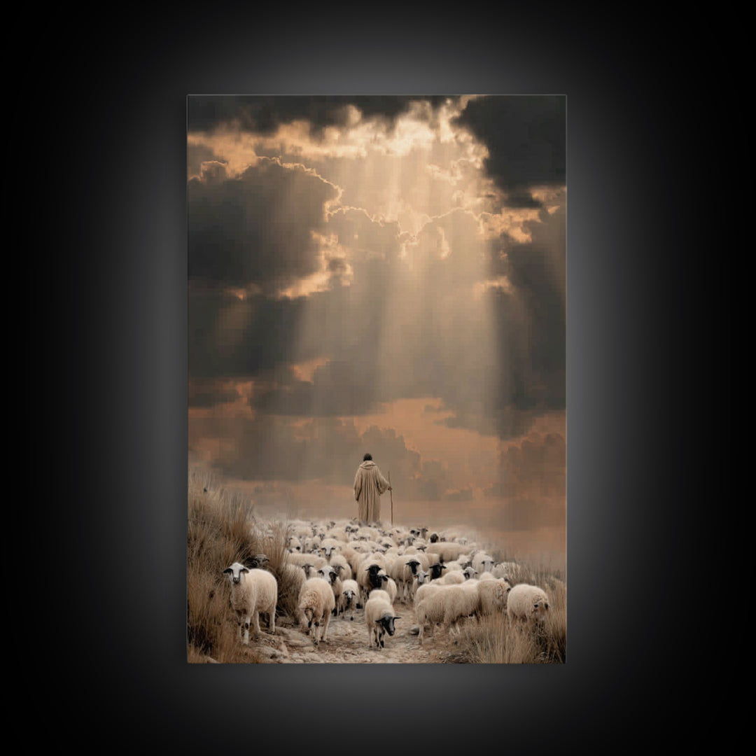 The Shepherd’s Path – Framed Canvas Print – Christian Wall Art – Jesus Painting – Christian Art Canvas – Pastoral Scenery – Christian Chris