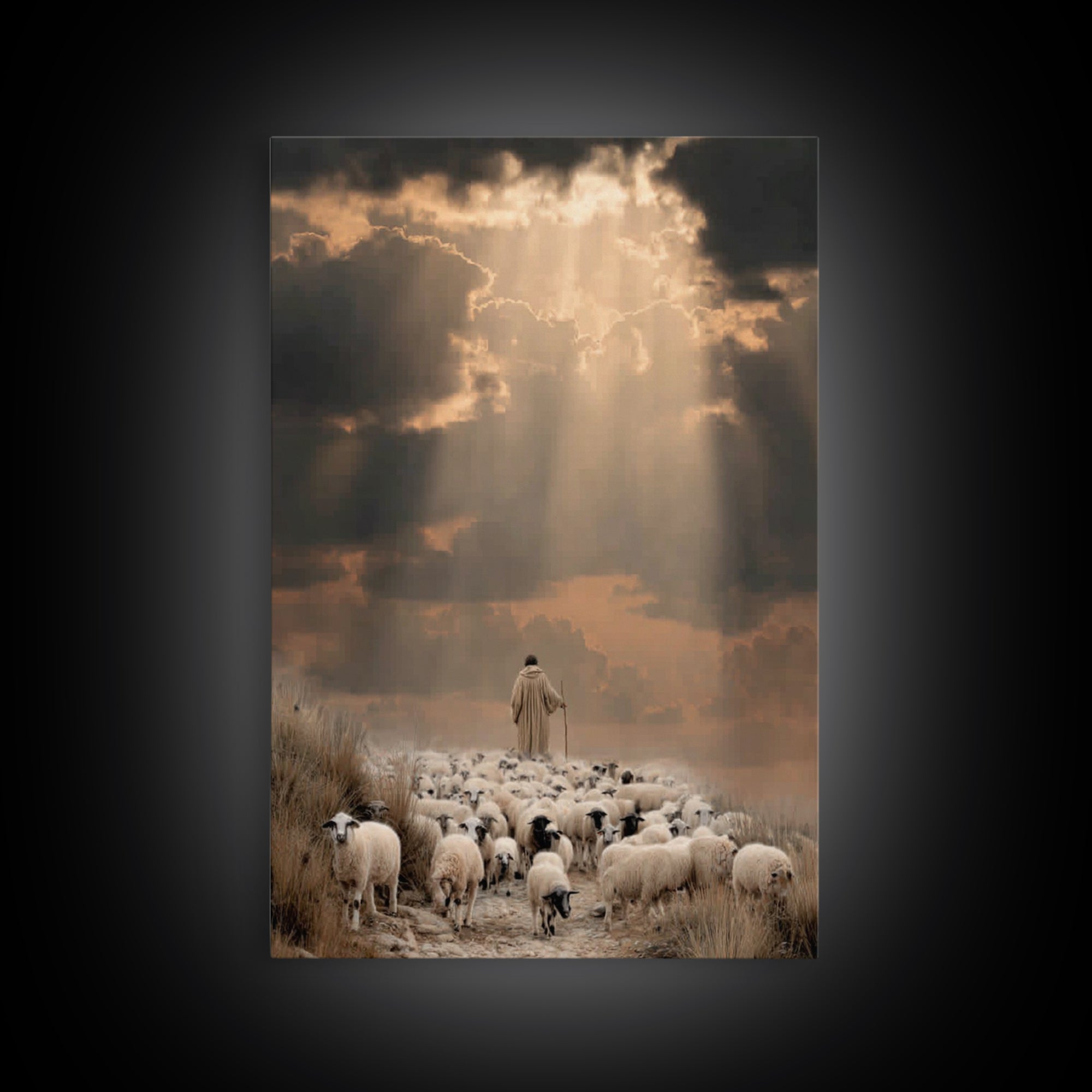 The Shepherd’s Path – Framed Canvas Print – Christian Wall Art – Jesus Painting – Christian Art Canvas – Pastoral Scenery – Christian Chris
