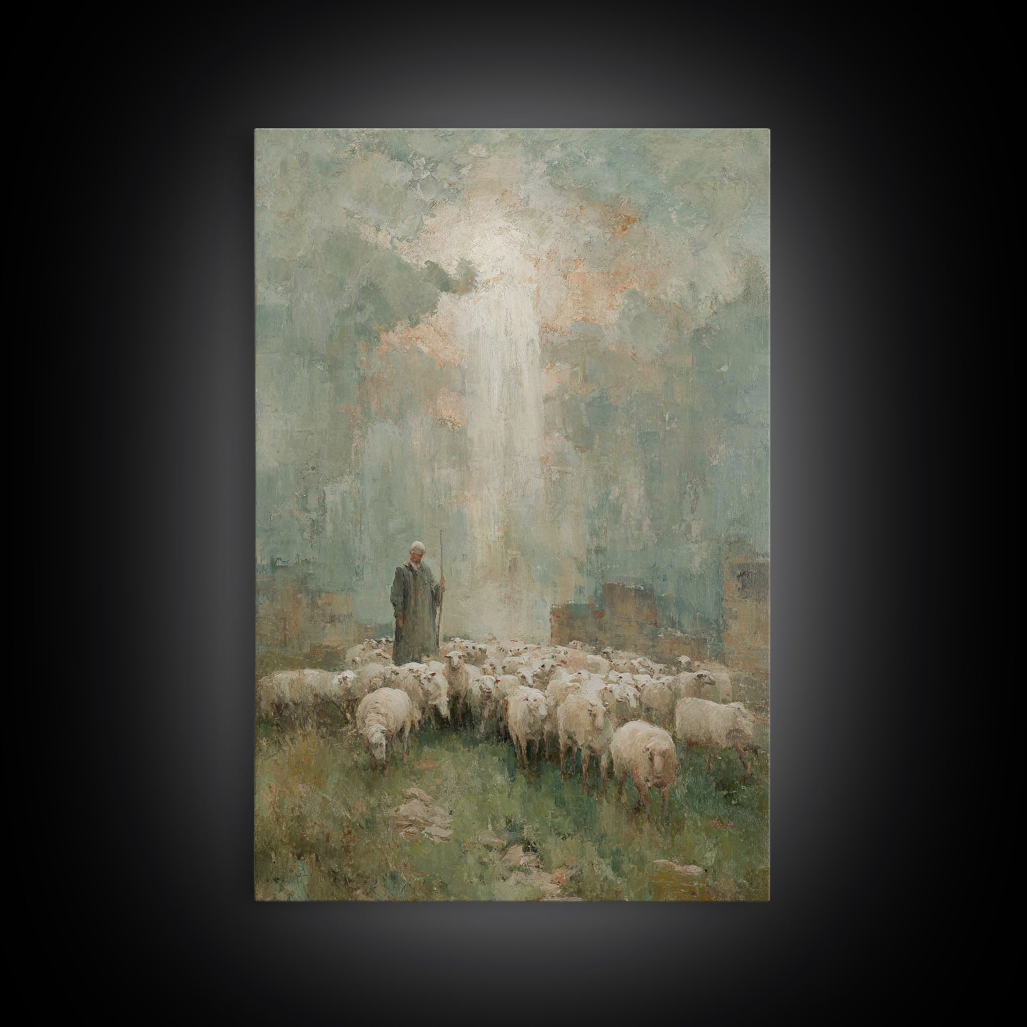 Radiant Shepherd – Framed Canvas Print – Jesus Painting – Christian Wall Art – Christian Art Canvas – Christian Christmas Art – Large Chris