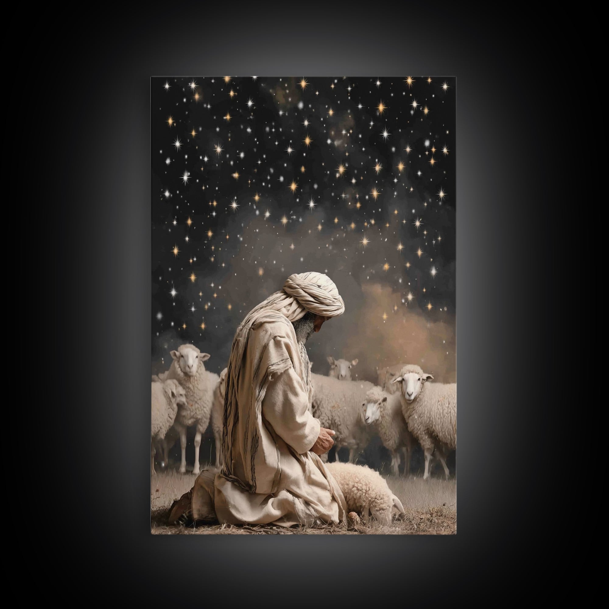 Starry Night Prayer – Framed Canvas Print – Christian Wall Art – Christian Art Canvas – Christian Painting – Subtle Christian Art – Christi
