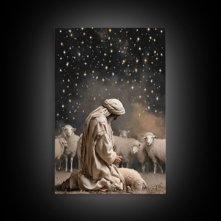 Starry Night Prayer – Framed Canvas Print – Christian Wall Art – Christian Art Canvas – Christian Painting – Subtle Christian Art – Christi