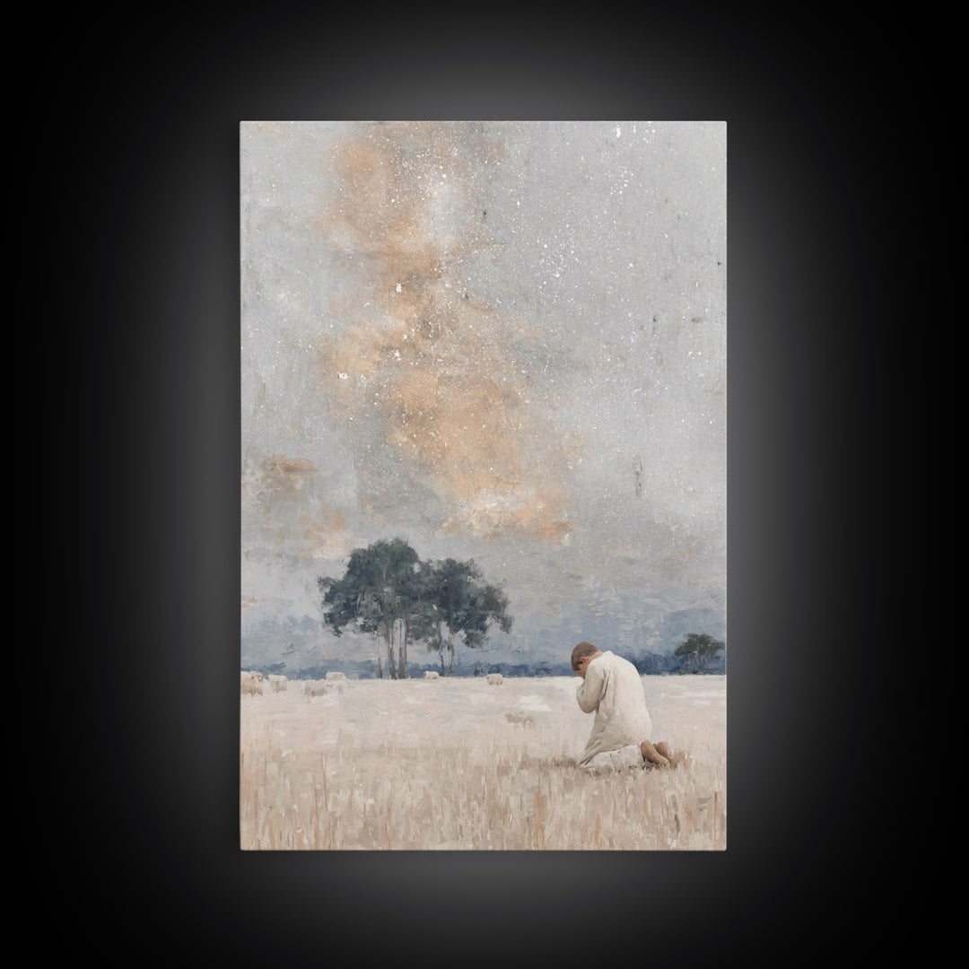 Fields Of Devotion – Framed Canvas Print – Christian Art Canvas – Christian Wall Art – Modern Christian Painting – Christmas Wall Art – Sub
