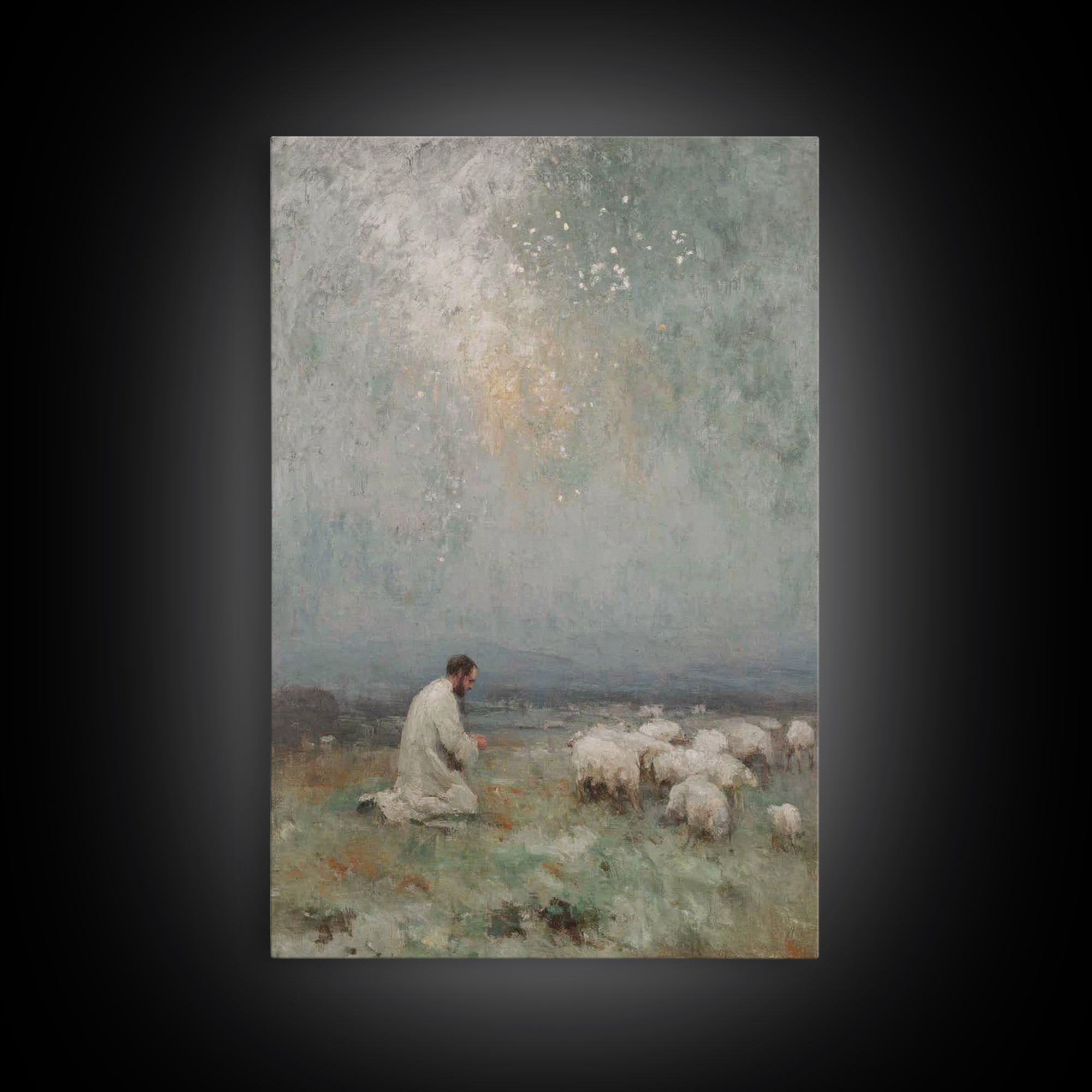 Heaven’s Whisper – Framed Canvas Print – Christian Art – Christian Art Canvas – Moody Christian Art – Christian Wall Art – Christmas Art Pr